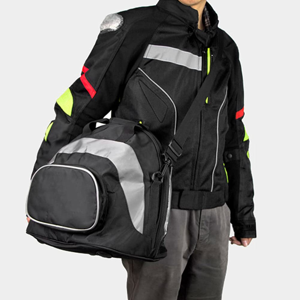 Motorcycle Helmet Bag - Waterproof Powersports Helmet Storage Backpack with Shoulder Strap, Multi-Functional Travel Luggage for Biking & Racing (Grey Black) - Perfect for Motorcycle Rides, Commuting & Outdoor Adventures