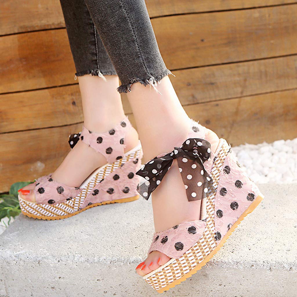 Women's Wide Width Wedge Sandals with Ankle Strap - 2020 Fashion Summer Beach Sandals, Open Toe Espadrille Platform Sandals for Casual Wear, Vacation & Outdoor Activities