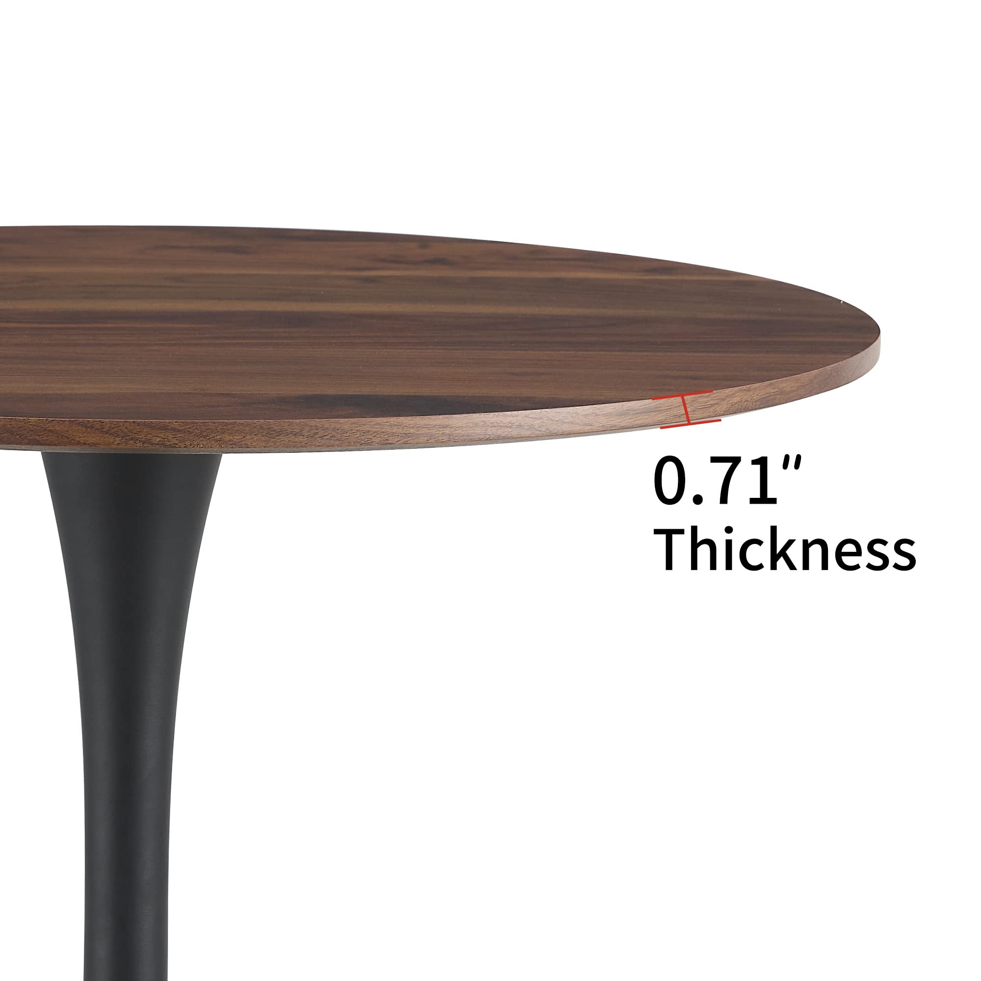 42 Inch Round Dining Table - Mid-Century Modern Tulip Table with Sturdy Metal Pedestal Base | Space-Saving Kitchen & Dining Room Furniture | Easy Assembly in Walnut & Black Finish | Perfect for Small Apartments & Cozy Breakfast Nooks
