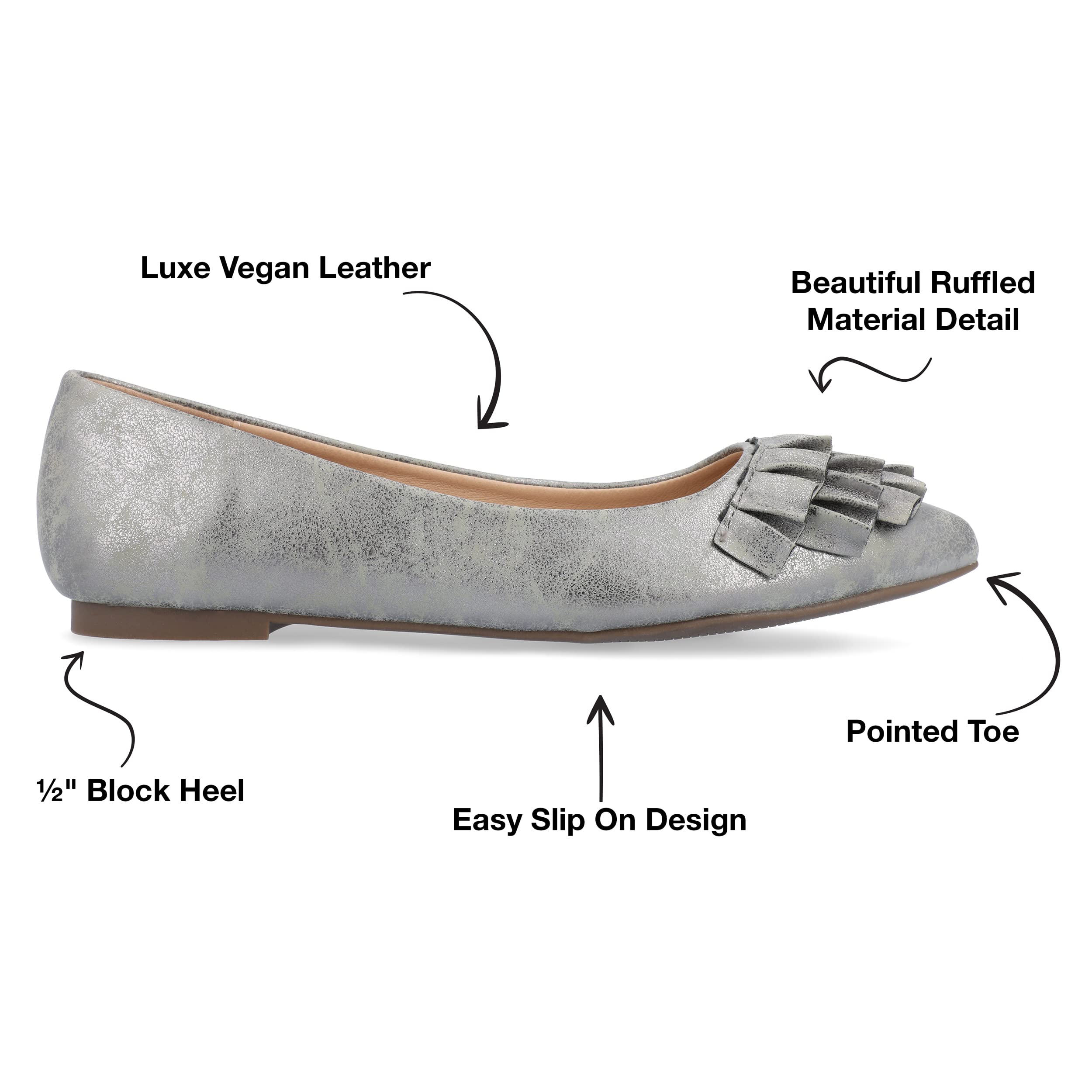 Journee Women's Judy Dress Flats - Comfortable Ballet Flats for Work, Office & Casual Wear - Perfect for Business, Travel & Everyday Use