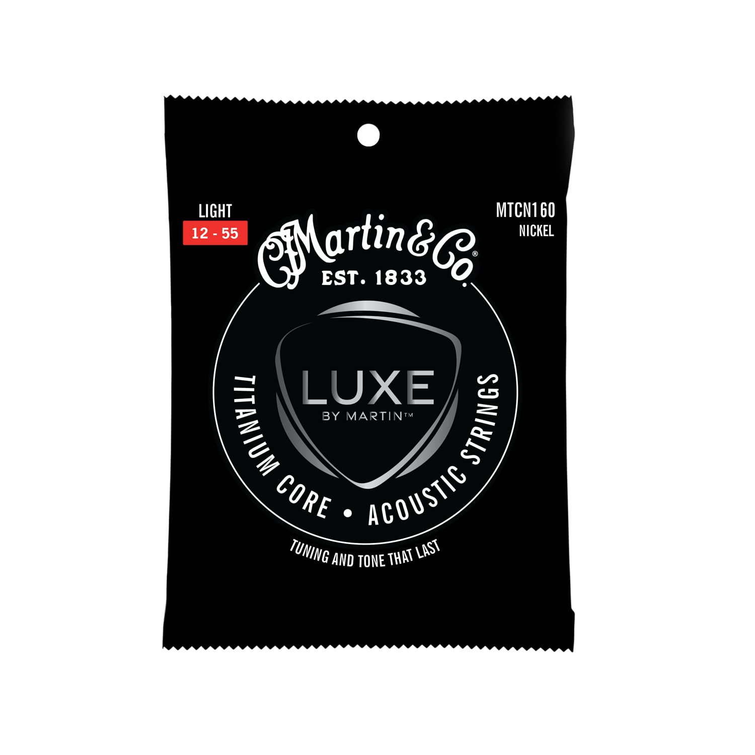 Martin Titanium Core Acoustic Guitar Strings - Light Tension Nickel Wound for Bright Tone & Longevity | Perfect for Live Performances & Studio Recording