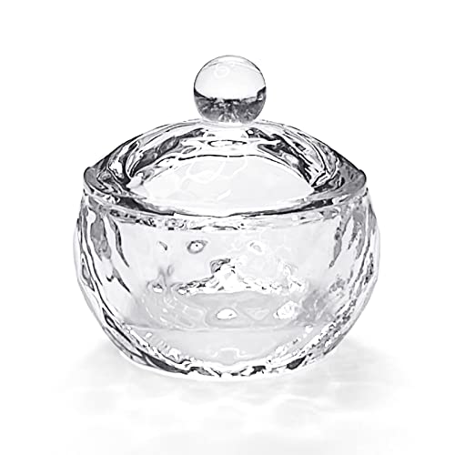 Crystal Clear Acrylic Dappen Dish with Lid - 2oz Transparent Nail Art Powder Bowl for Acrylic Liquid & Dip Powder - Perfect for Nail Salon, DIY Manicures & Professional Nail Technicians