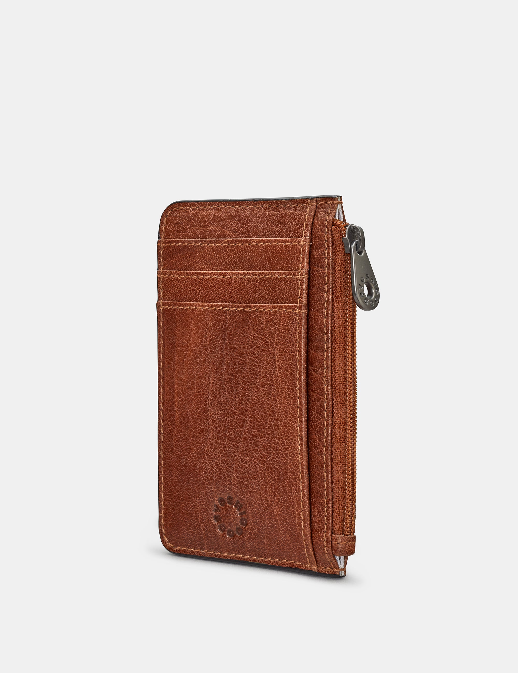Premium Zip Top Brown Leather Card Holder - RFID Blocking Wallet for Men & Women - Perfect for Travel, Business & Everyday Use