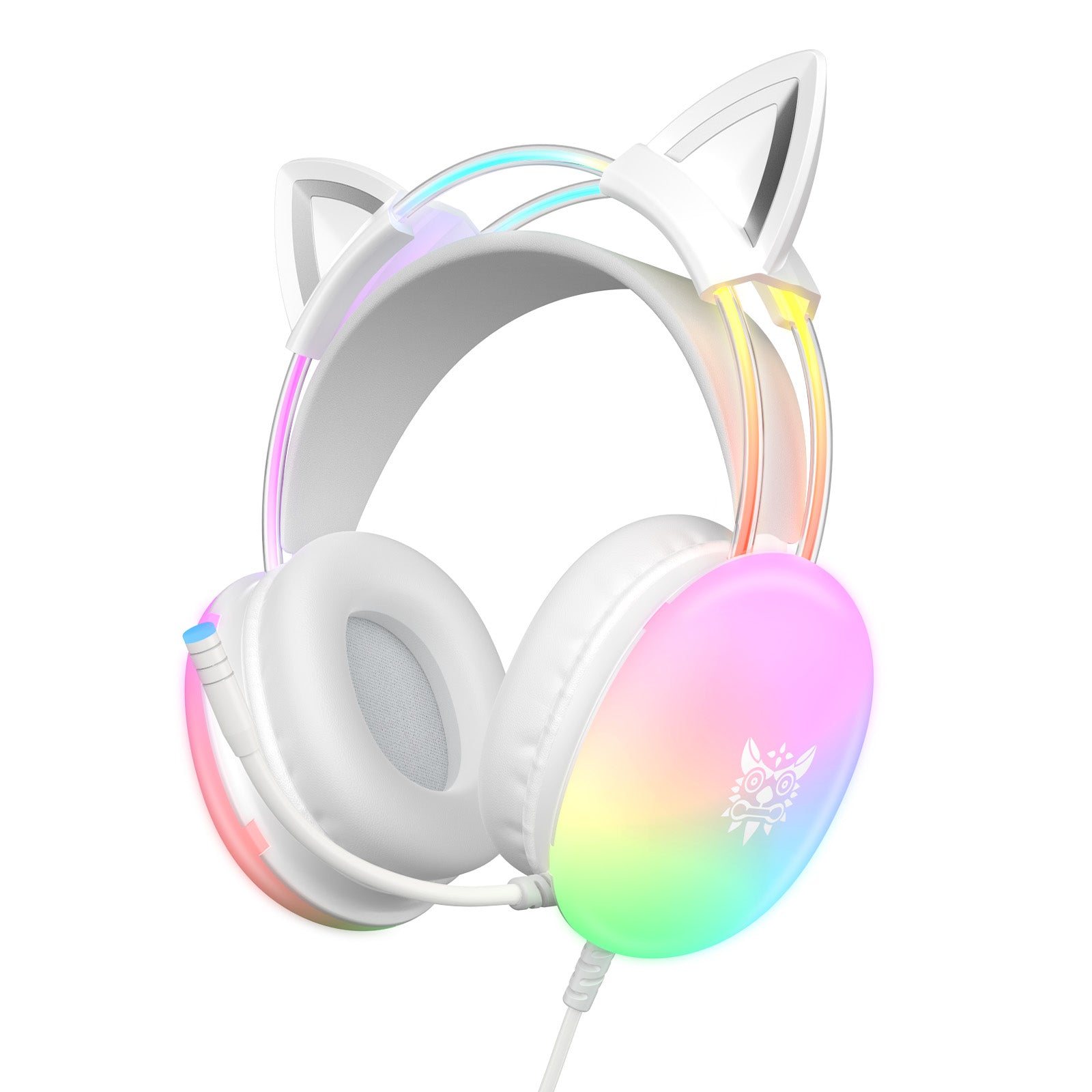 ONIKUMA X25 RGB Cat Ear Gaming Headset with Microphone - Wireless Over-Ear Headphones for PC, PS4, PS5, Switch - Cute LED Light Gaming Headphones for Girls, Streaming, Live Broadcasting