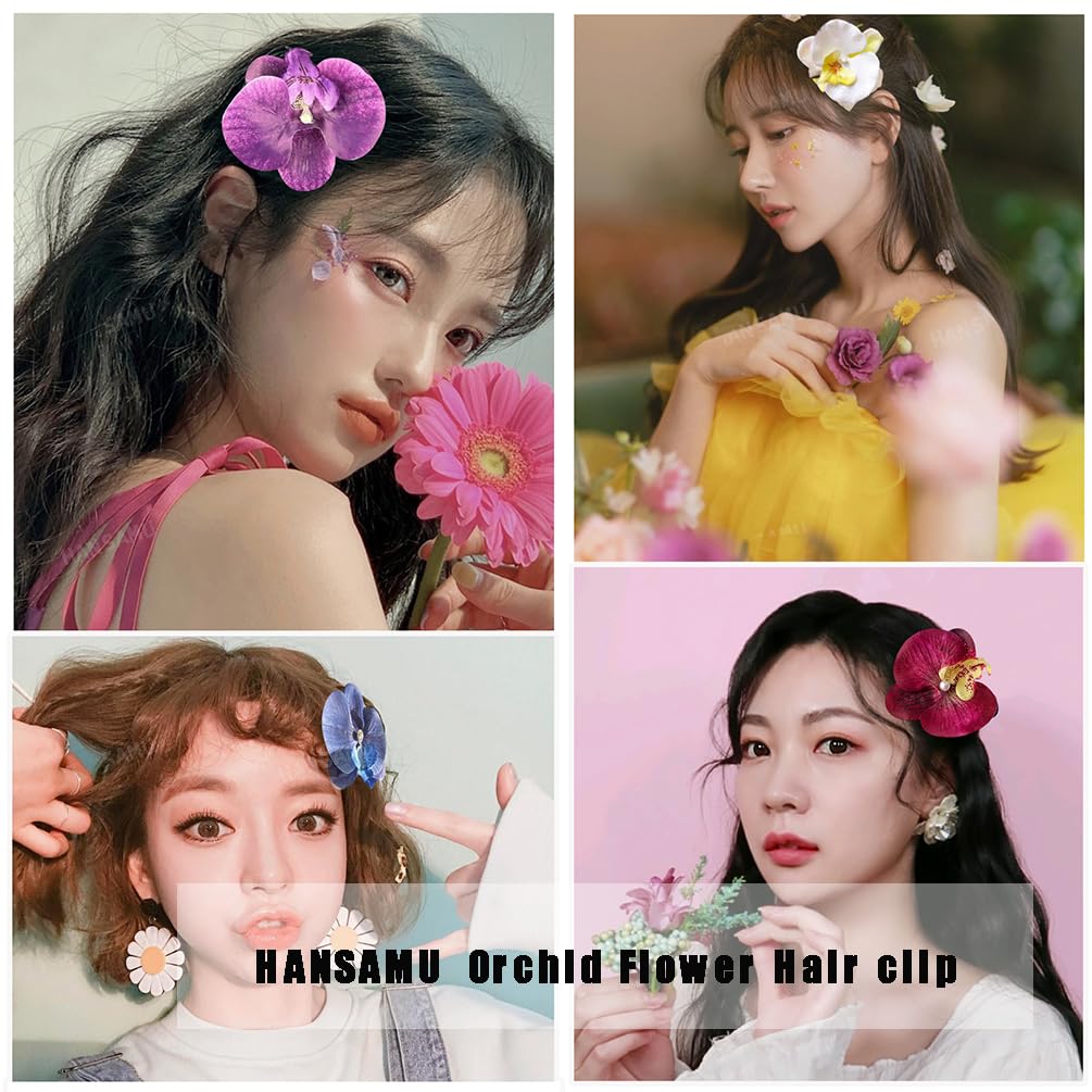 12Pcs Bohemian Flower Hair Clips - Butterfly Orchid Hair Barrettes for Women & Girls, Hawaiian Boho Bridal Headwear, Perfect for Beach Parties, Spring Photos, Weddings & Everyday Styling