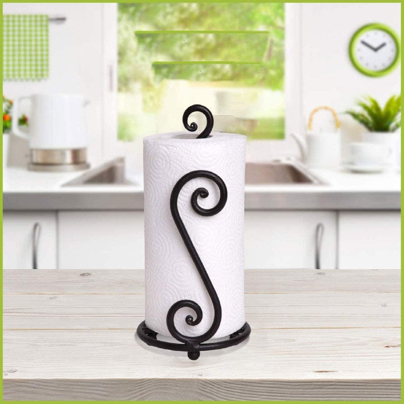 Decorative Wrought Iron Paper Towel Holder & Toilet Paper Holder - Handcrafted Bathroom & Kitchen Organizer for Stylish Home Decor
