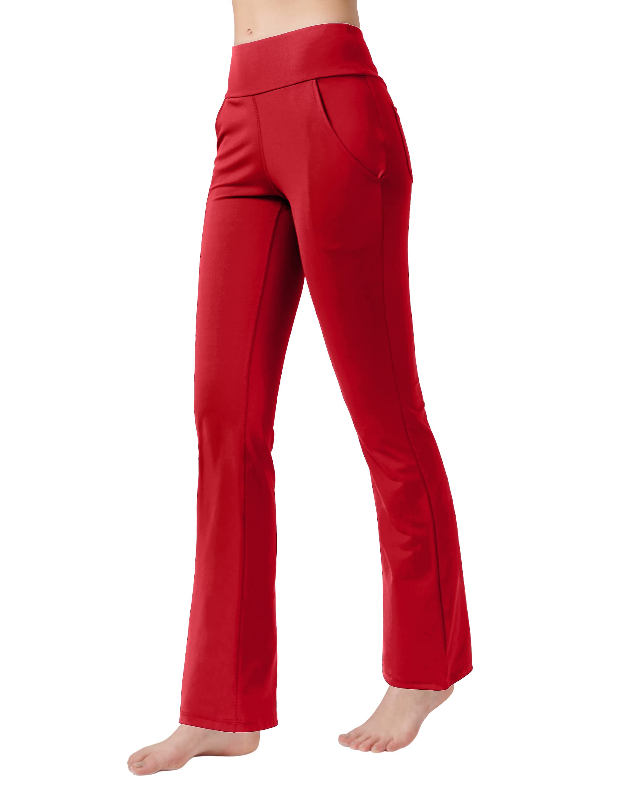 Nuveti Women's High Waisted Bootcut Yoga Pants with 4 Pockets - Tummy Control Workout & Office Pants for Yoga, Running, Work & Casual Wear