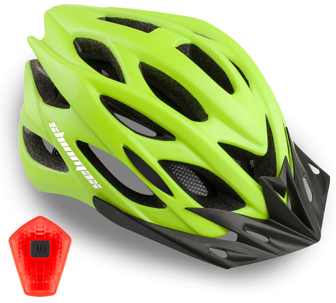 Shinmax Lightweight Adjustable Bike Helmet for Men & Women - CPSC Certified Mountain/Road Cycling Helmet with Rear Light & Detachable Visor - Perfect for Commuting, Trail Riding & Urban Cycling