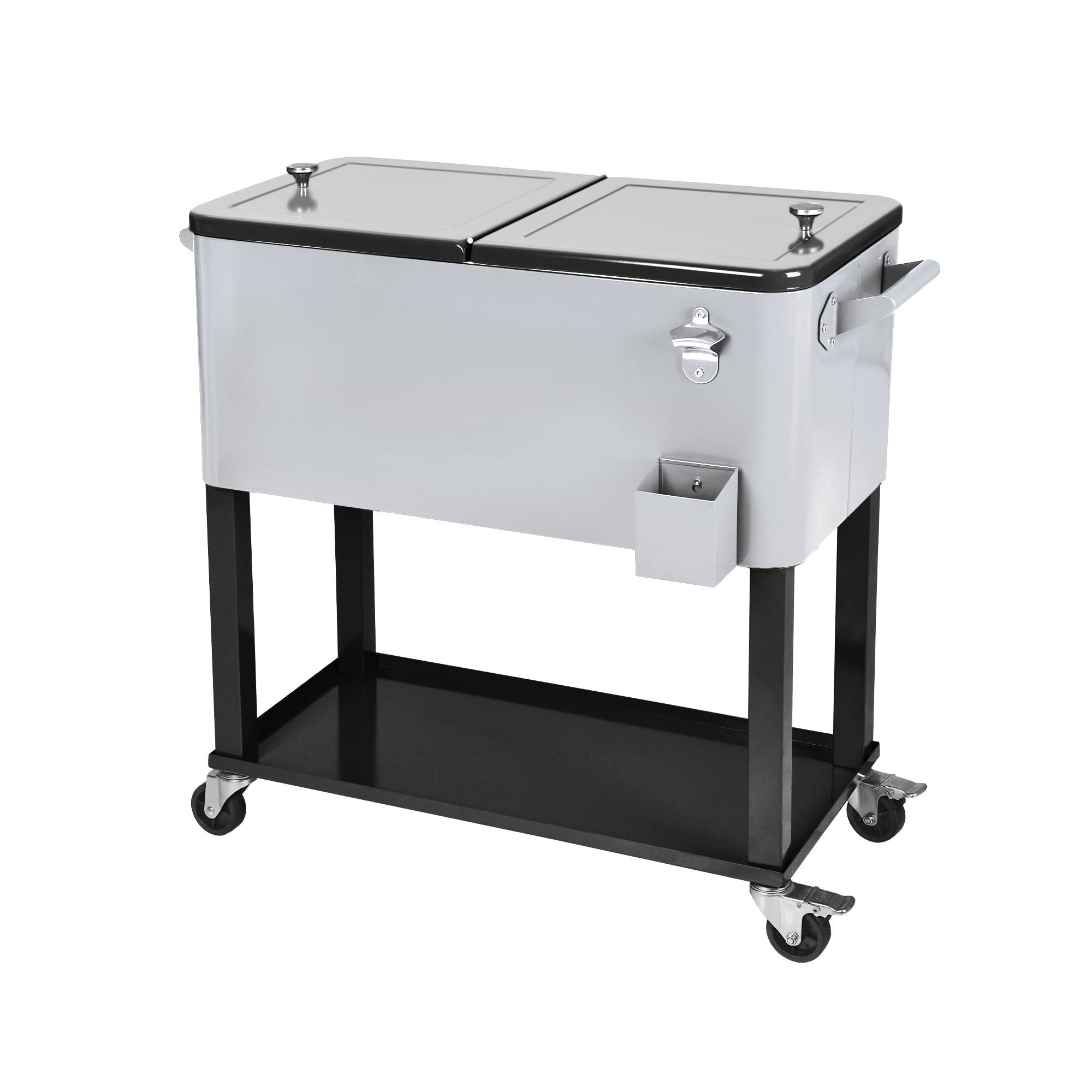 80 Quart Rolling Cooler Cart with Wheels - Portable Outdoor Patio Cooler for Camping, Beach, Pool Party & Tailgating - Heavy Duty Ice Chest with Shelf, Bottle Opener & Smooth Mobility - Perfect for Backyard BBQs, Picnics and Outdoor Adventures