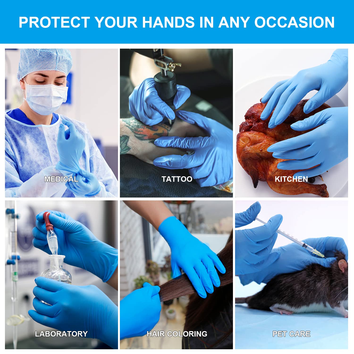 FINITEX Nitrile Disposable Medical Exam Gloves - Powder Free, Latex Free, 2000 Count (Blue) - Ideal for Healthcare, Food Service, Tattoo & Salon Use