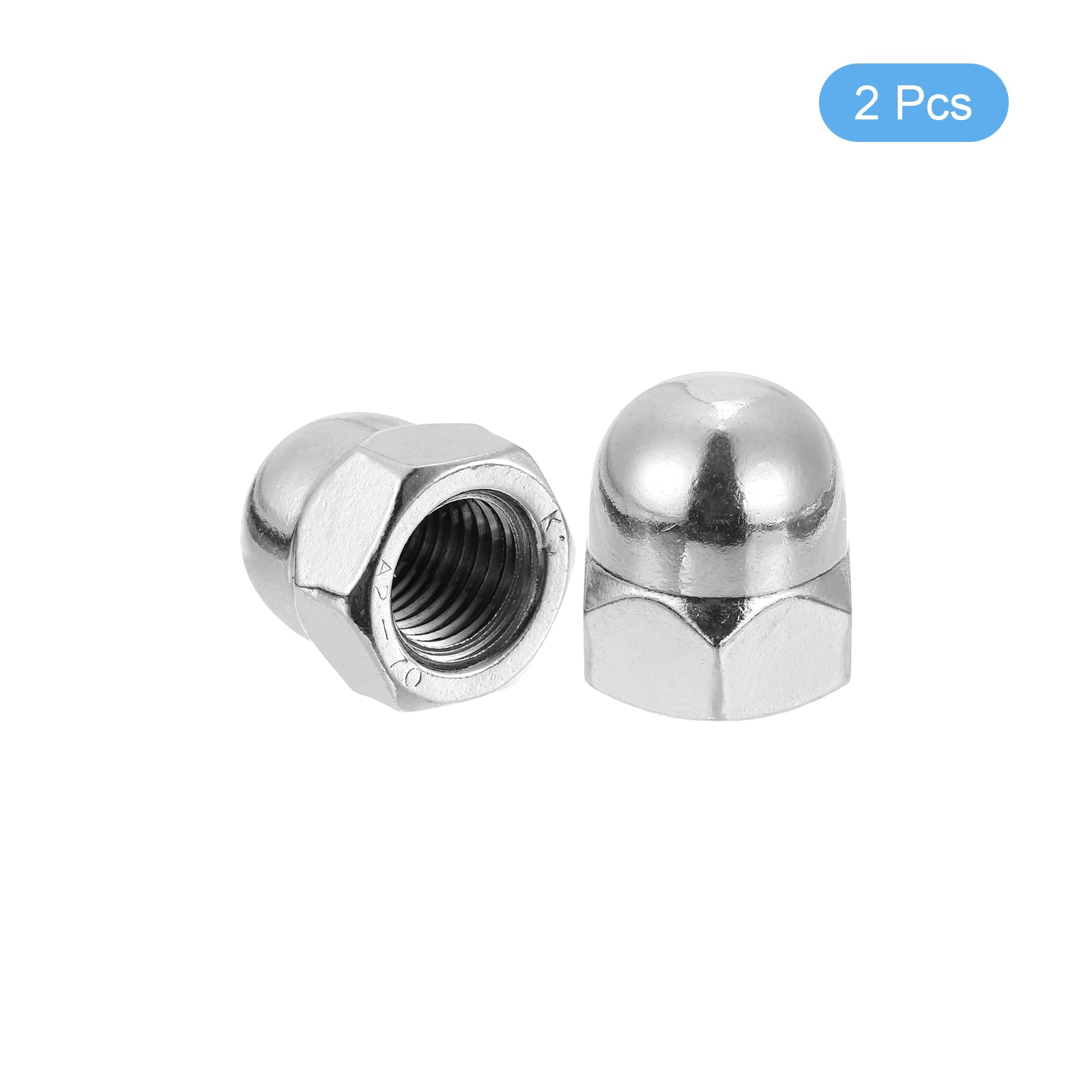 304 Stainless Steel M20x2.5 Acorn Cap Nuts - 2Pcs Dome Head Bolt Cover Hardware (Silvery) - Perfect for Automotive, Marine & Outdoor Equipment Protection