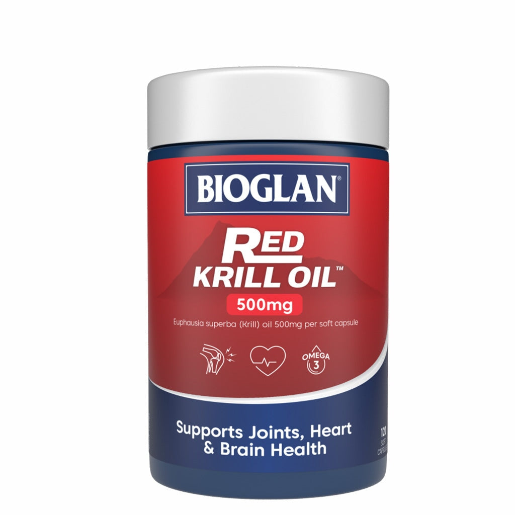 Bioglan Red Krill Oil 500mg Softgels - Premium Omega-3 Supplement for Heart & Brain Health - Supports Joint Function & Cardiovascular Wellness - Perfect for Daily Nutrition & Active Lifestyle