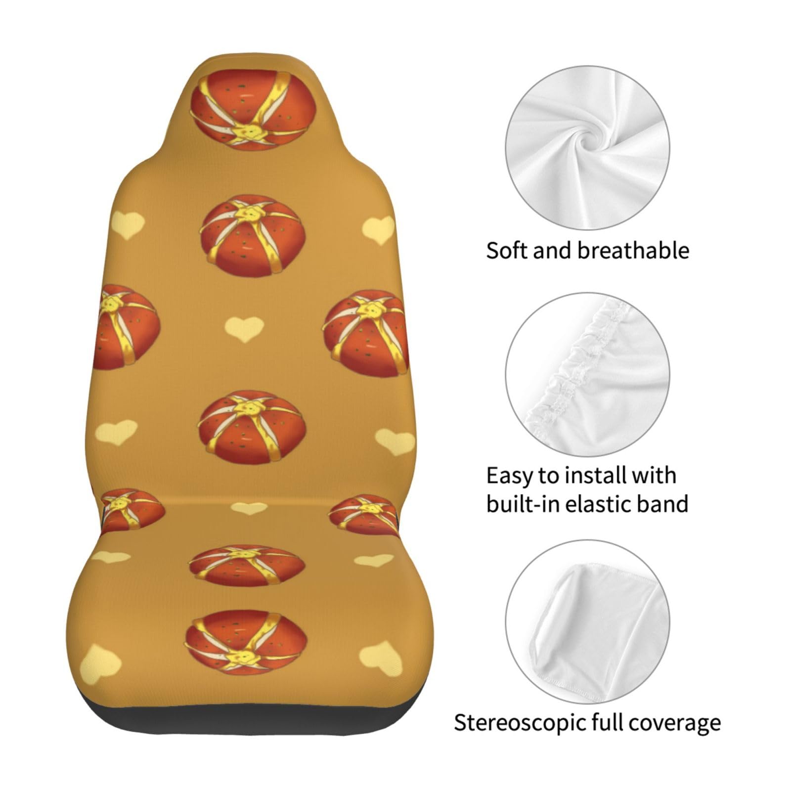 Universal Car Seat Covers for Cars, SUVs, Sedans & Trucks - Breathable Auto Front Seat Protector with Buttered Bread Design - Perfect for Daily Commute, Road Trips & Family Travel