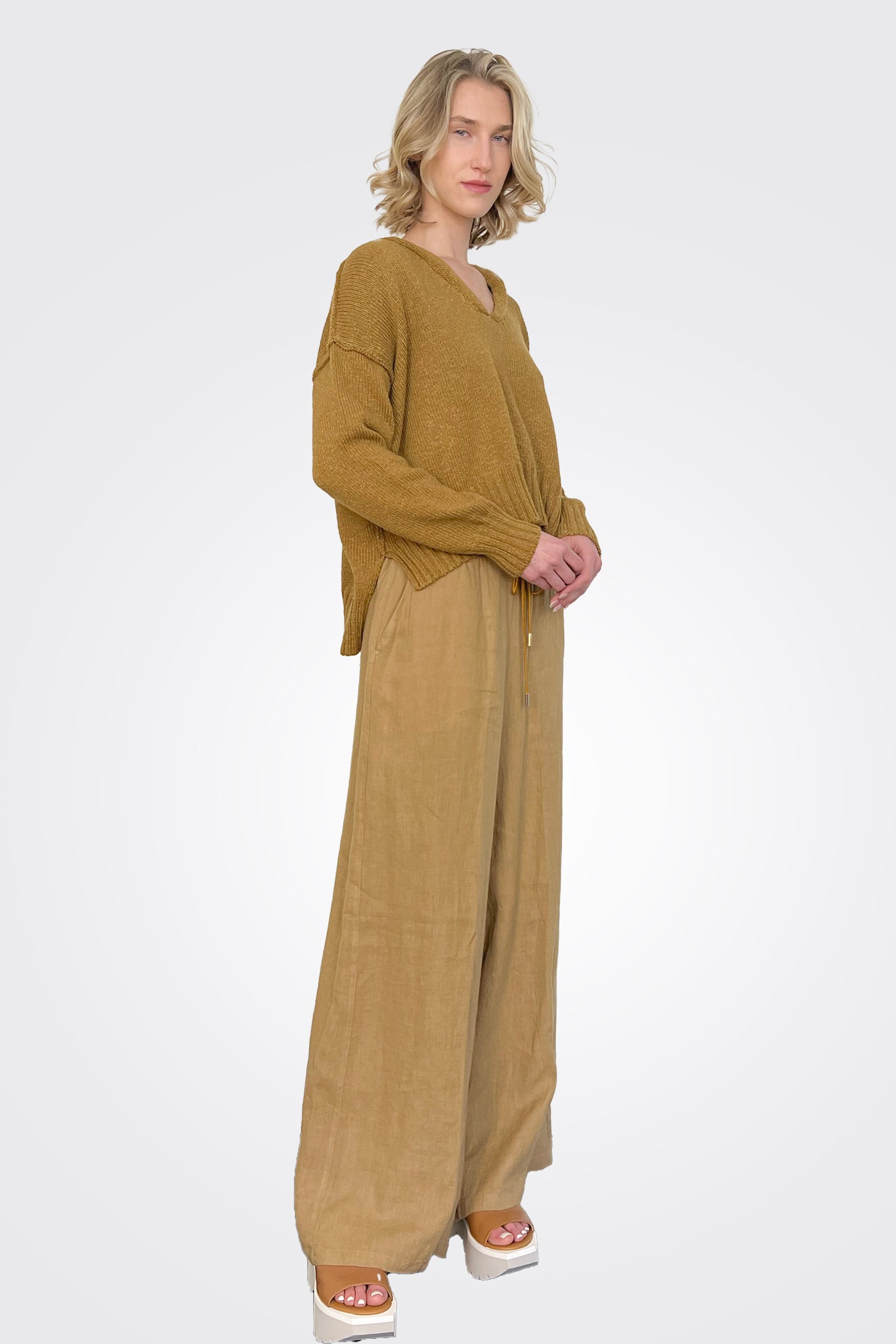 Aliterru Women's Linen Pants - Breathable Summer Wide Leg Trousers for Casual & Beach Wear | Comfortable Vacation & Lounge Pants