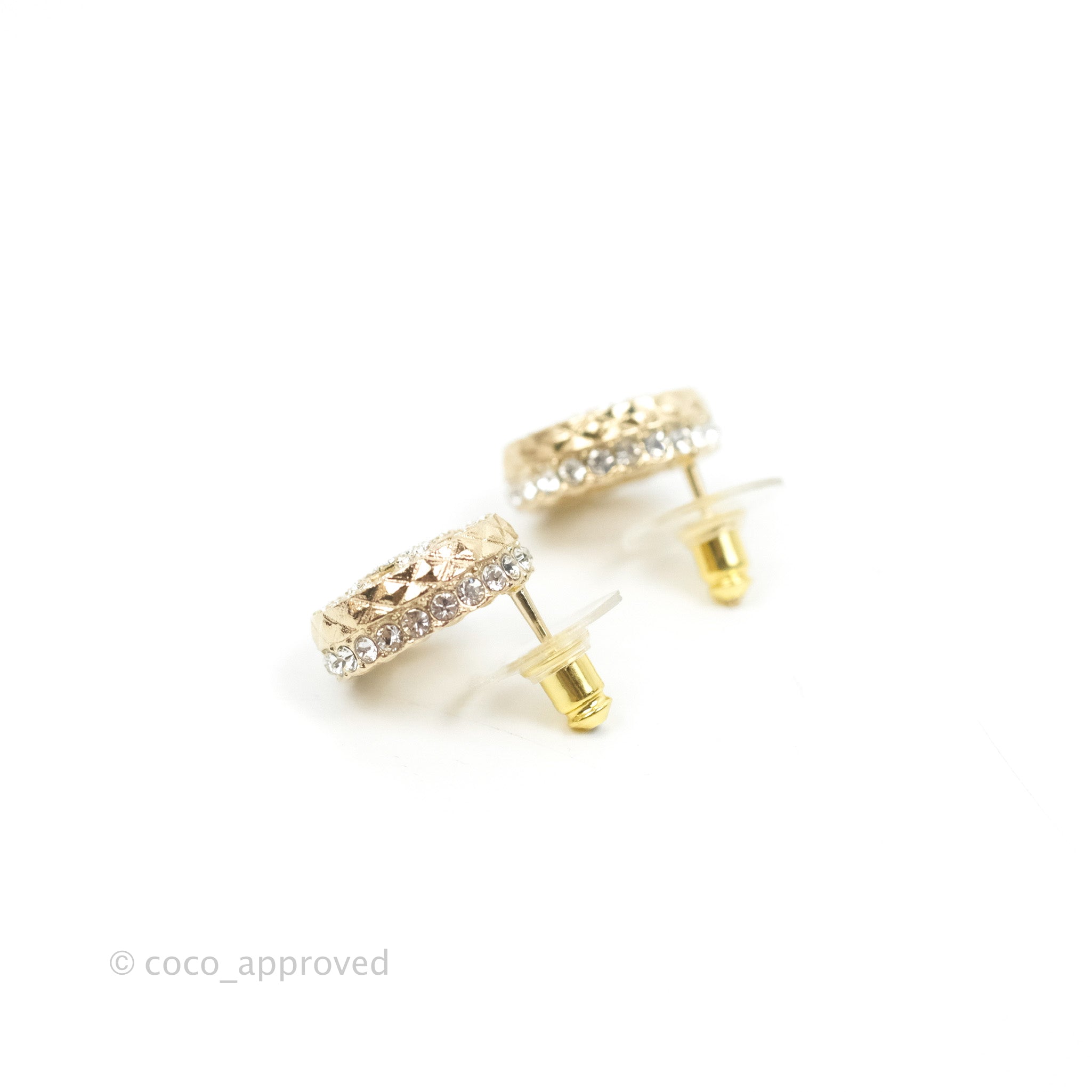 Chanel CC Crystal Round Earrings in Gold Tone - Luxury Fashion Jewelry for Women | Perfect for Parties, Weddings & Special Occasions