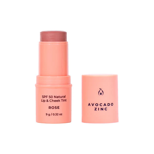 Natural SPF50 Avocado Zinc Lip & Cheek Tint - Rose Shade for Sun Protection & Flush of Color | Perfect for Outdoor Activities, Beach Days & Everyday Wear