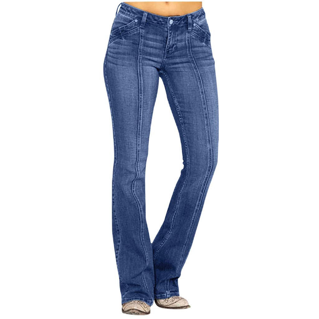 sgikjia Women's High Waisted Long Flare Jeans - Bootcut Wide Leg Denim Pants with Stitch Detail | Perfect for Casual Outfits, Date Nights & Boho Style