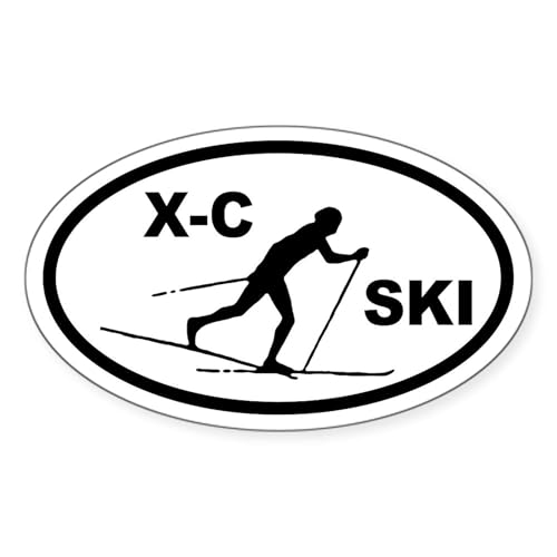 White - Cross Country Skier Oval Sticker