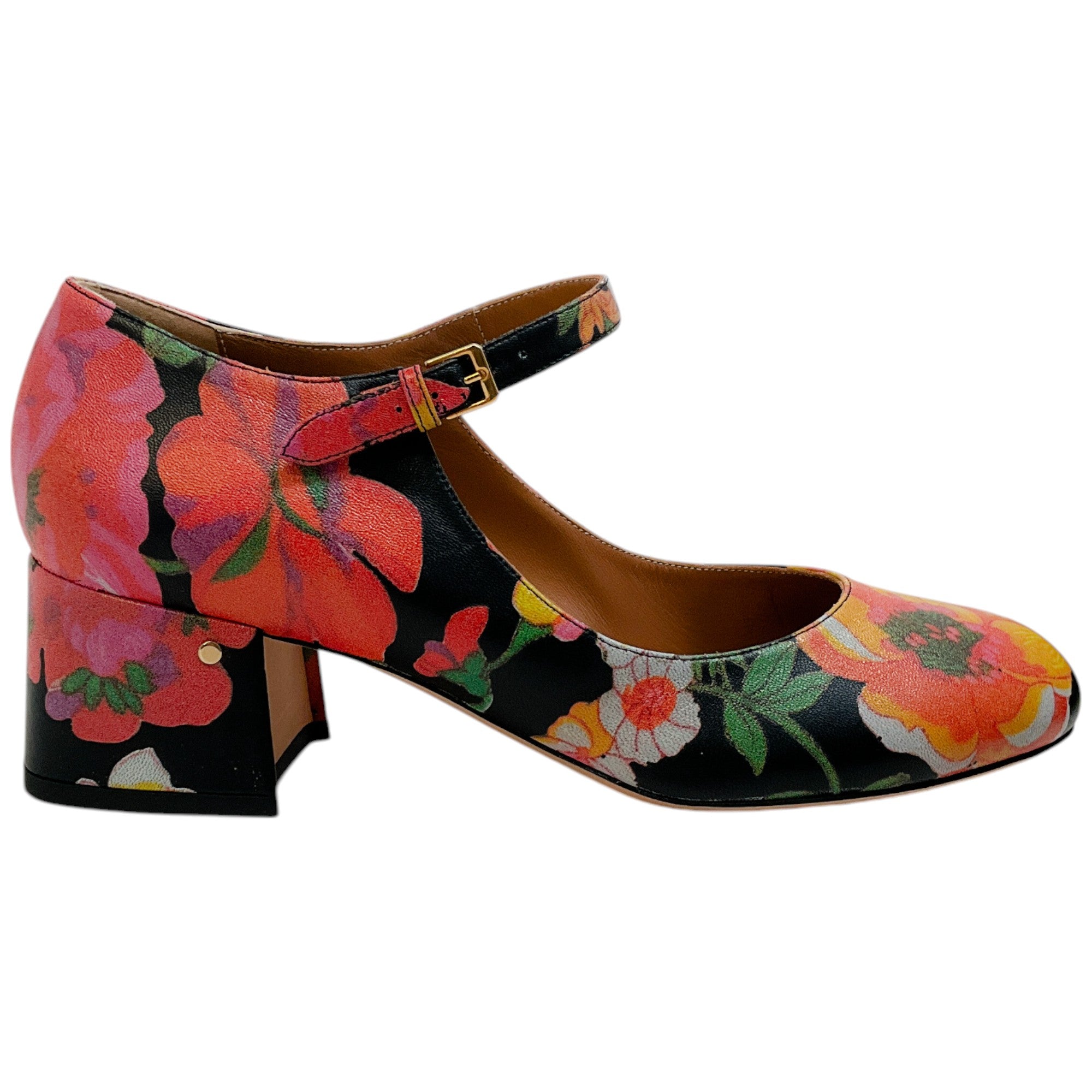 Laurence Dacade Black & Multi Floral Philomene Mary Jane Pumps - Elegant Women's Dress Shoes for Weddings, Parties & Special Occasions