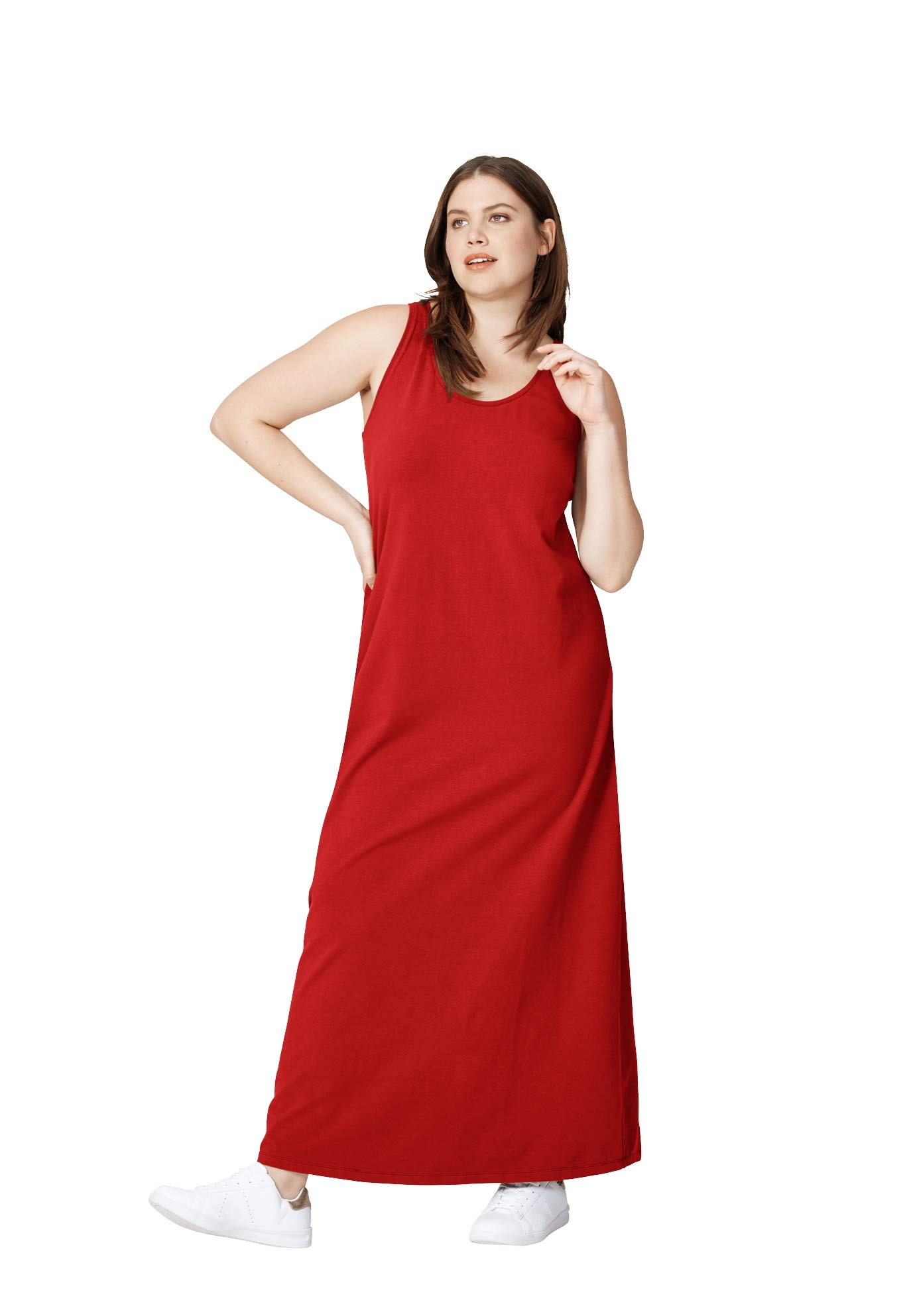 Ellos Women's Plus Size Sleeveless Knit Maxi Dress - Flowy Summer Beach Dress for Vacation, Party & Casual Wear