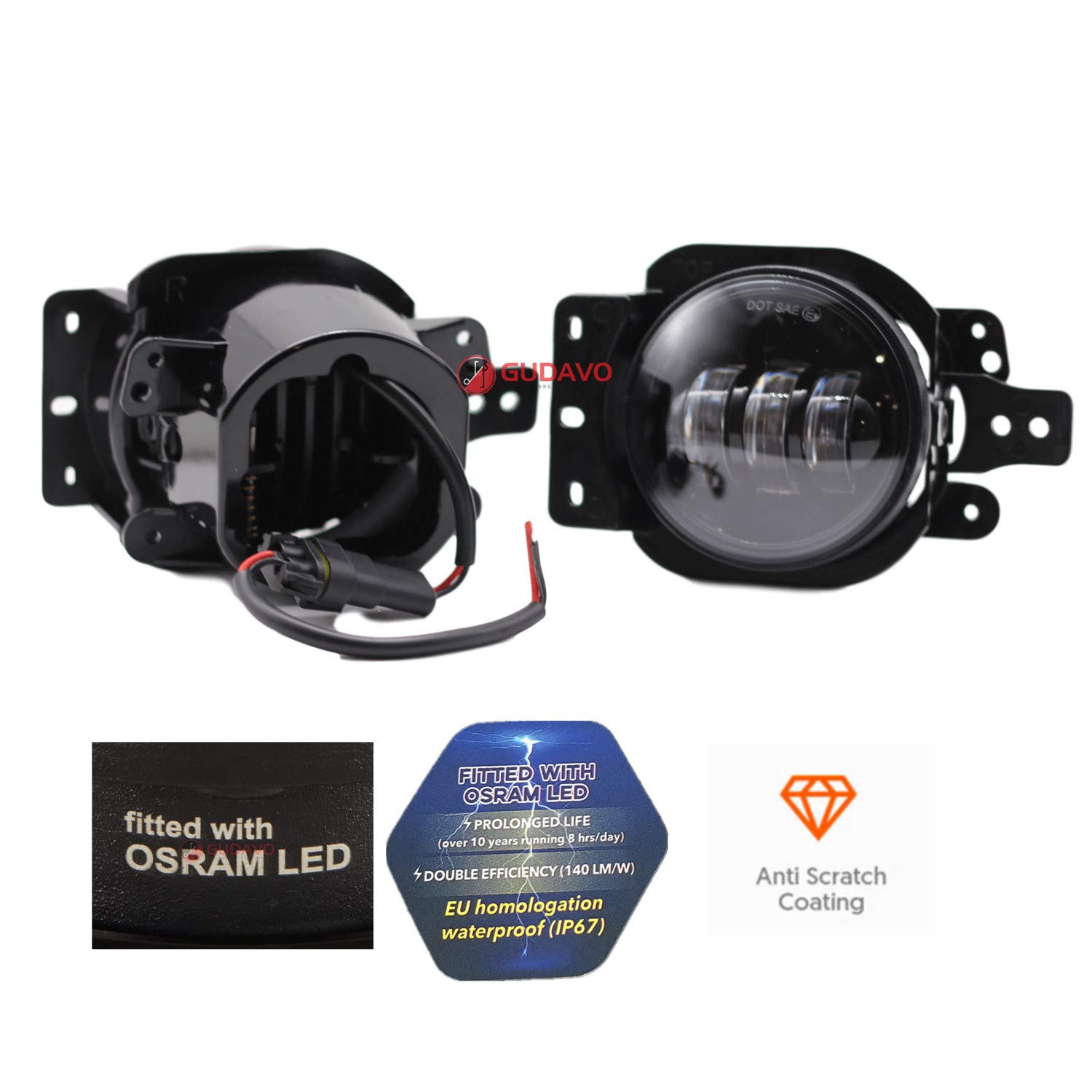 4 Inch LED Fog Lights for Jeep Wrangler JL/JLU (2018-2023) - Compatible with Sport, Rubicon & Sahara Models - Waterproof Round Fog Lamps with Mounting Brackets - Perfect for Off-Roading, Night Driving & Extreme Weather Conditions
