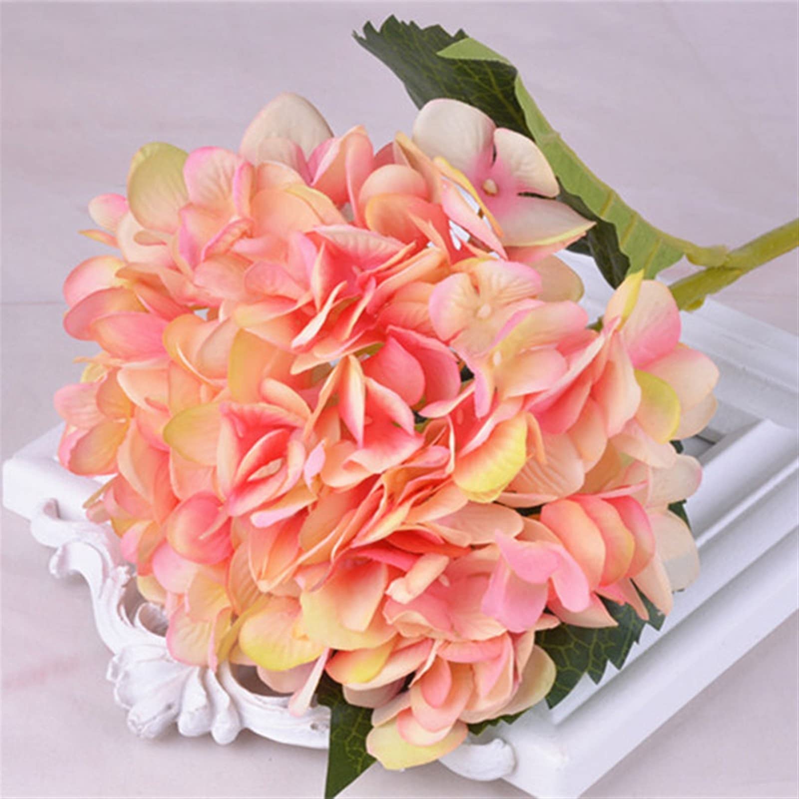 Premium Artificial Hydrangea Flowers - Realistic Silk Wedding Bouquets, Peach Bridal Centerpieces for Home Decor, Christmas, Arches & Special Occasions