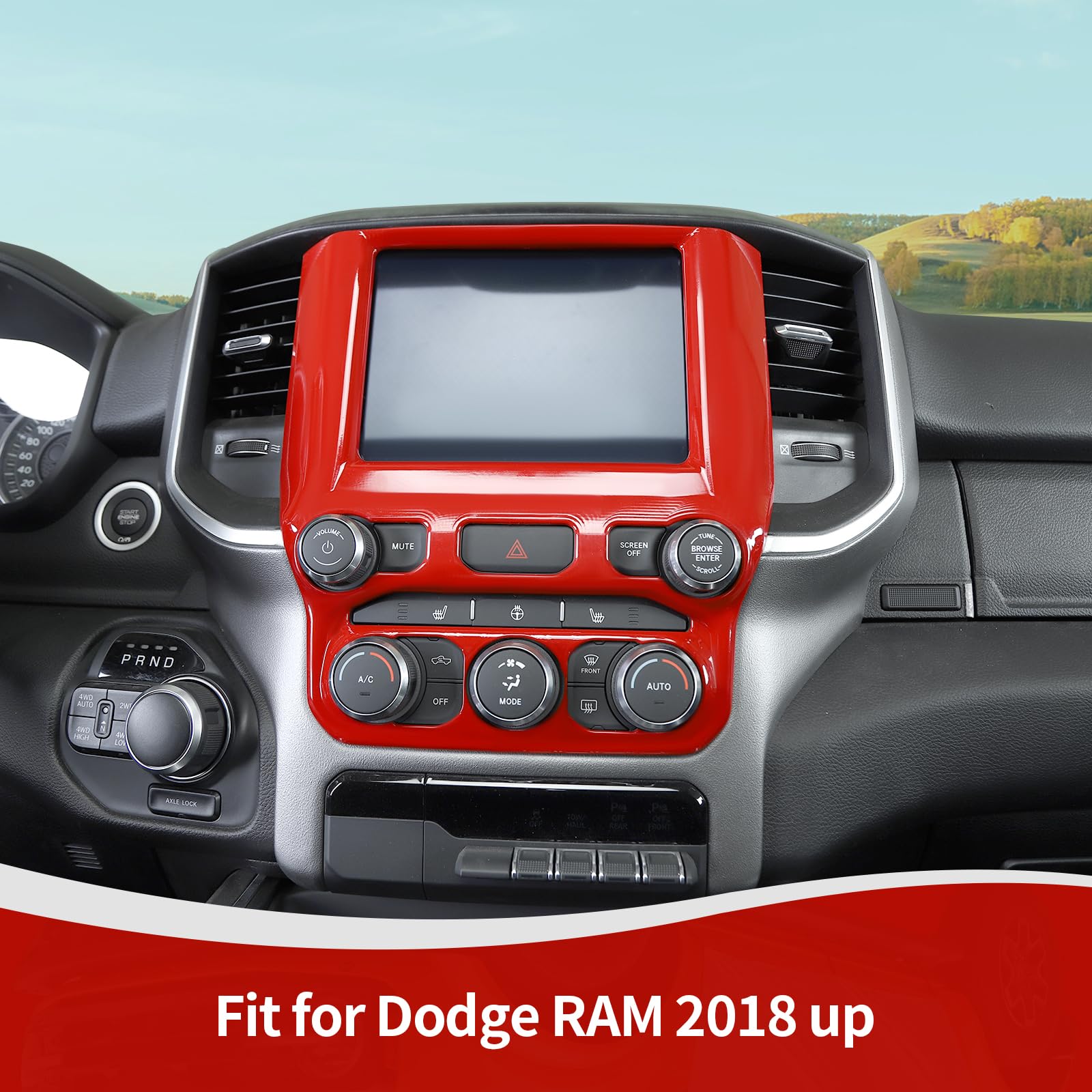 RT-TCZ Red Dash Trim AC Control Panel Cover for Dodge RAM 2018-2023 | Interior Accessories | Enhances Cabin Style & Protects Controls