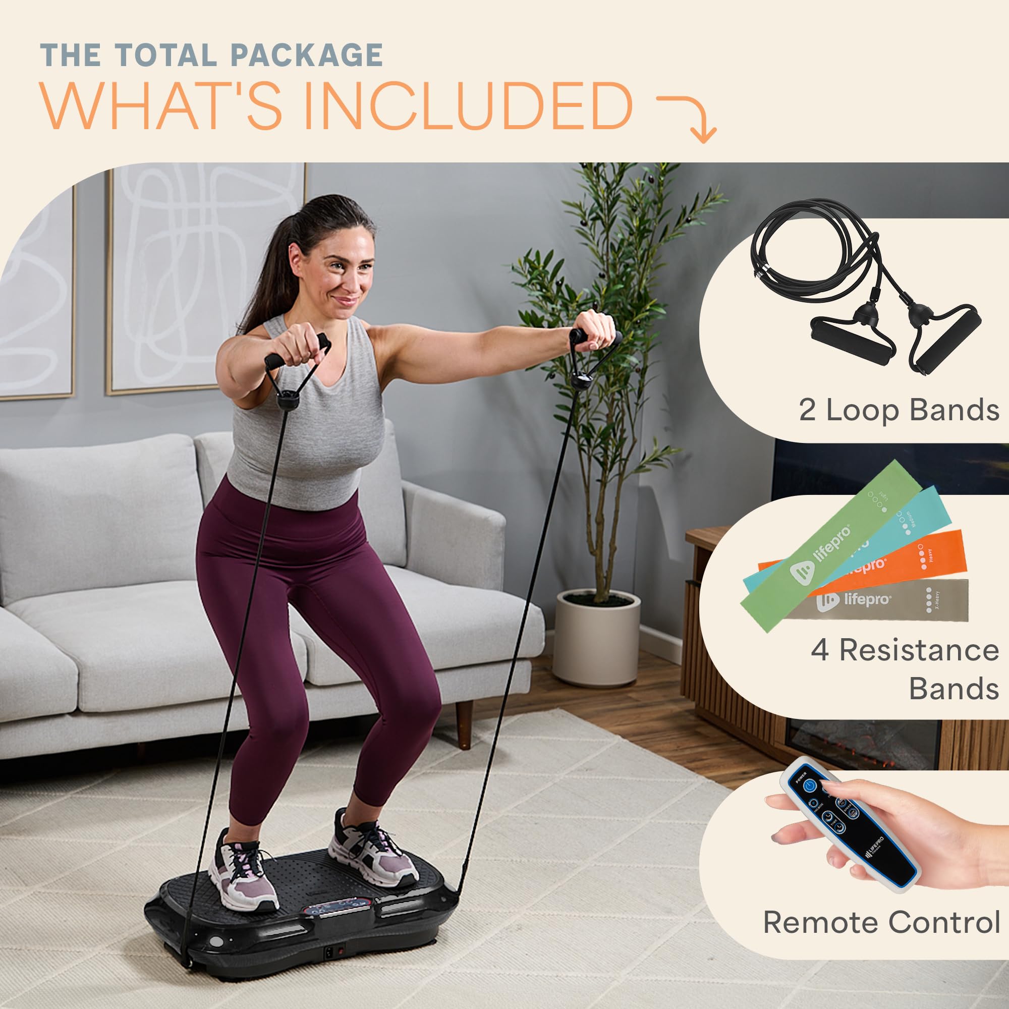 Lifepro Waver Vibration Plate Exercise Machine - High-Intensity Whole Body Vibration Platform for Muscle Activation, Strength Training & Fat Burning | Includes Resistance Bands | Perfect for Home Gym, Weight Loss & Recovery Workouts