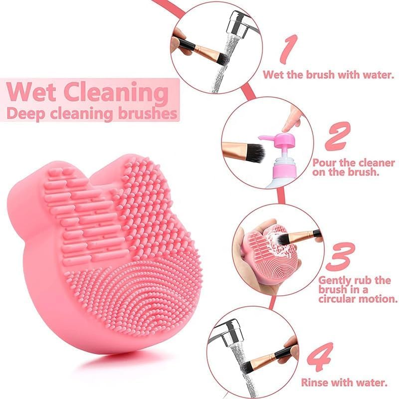 KitchenFest® BPA-Free Silicone Sponge - Quick Drying Cosmetic Brush Cleaner with Dual-Sided Cleaning Pad for Makeup Brushes | Multicolor (Medium, 1-Pack) | Perfect for Travel, Home & Salon Use