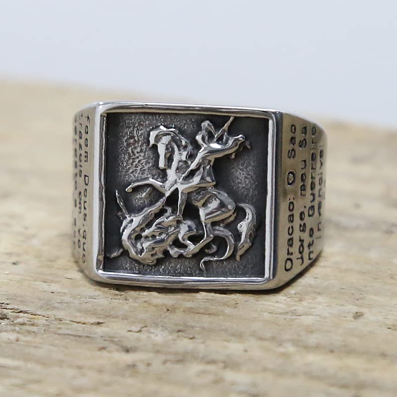 Vintage Stainless Steel Paladin Ring - Roman Knight Signet Ring for Men | Punk Jewelry Gift for Bikers & Collectors