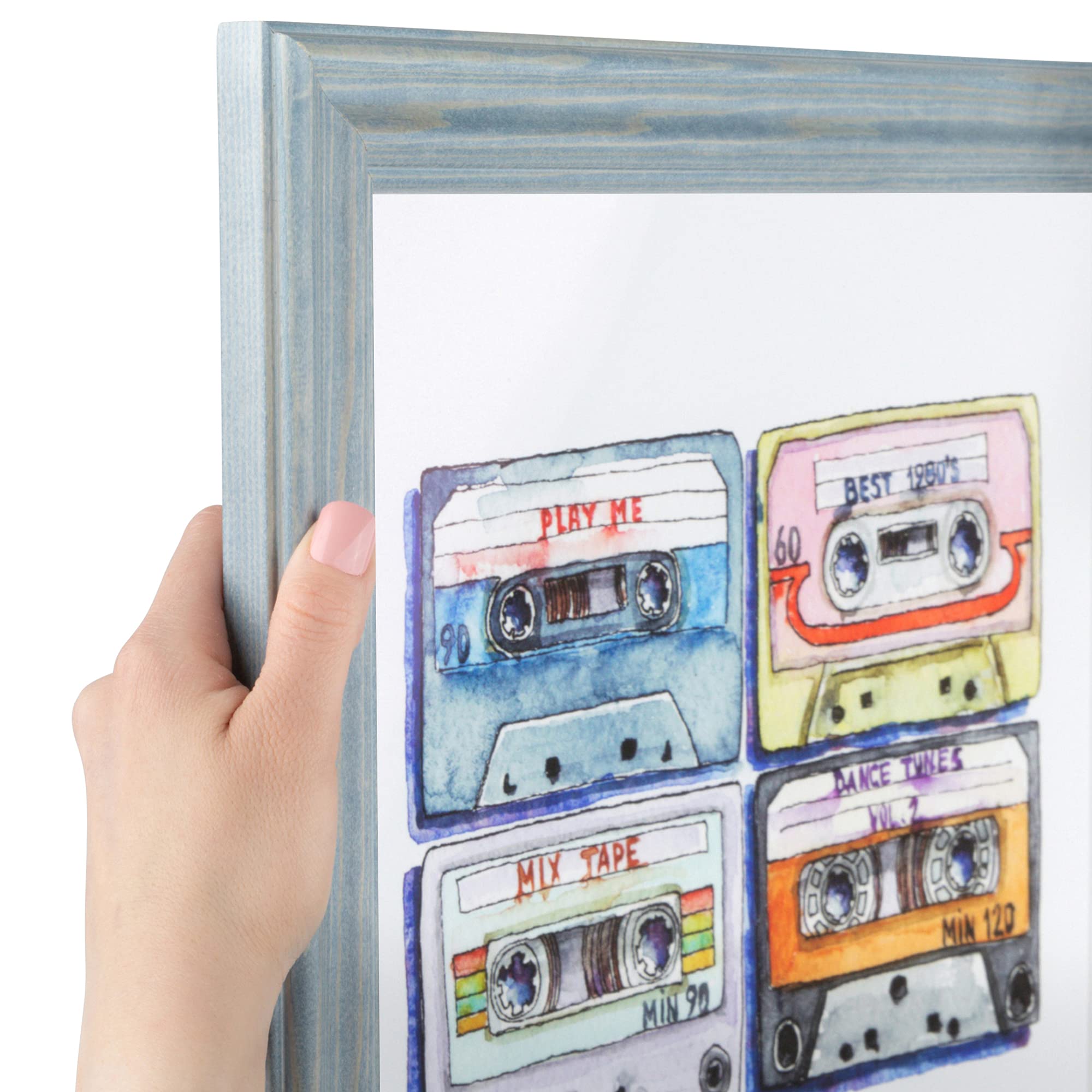 ArtToFrames 19x37 Inch Blue Wood Picture Frame - 1.5 Inch Custom Poster Frame for Art & Photos with Shatter-Resistant Acrylic - Perfect for Home Decor, Office Wall Display & Gift Giving