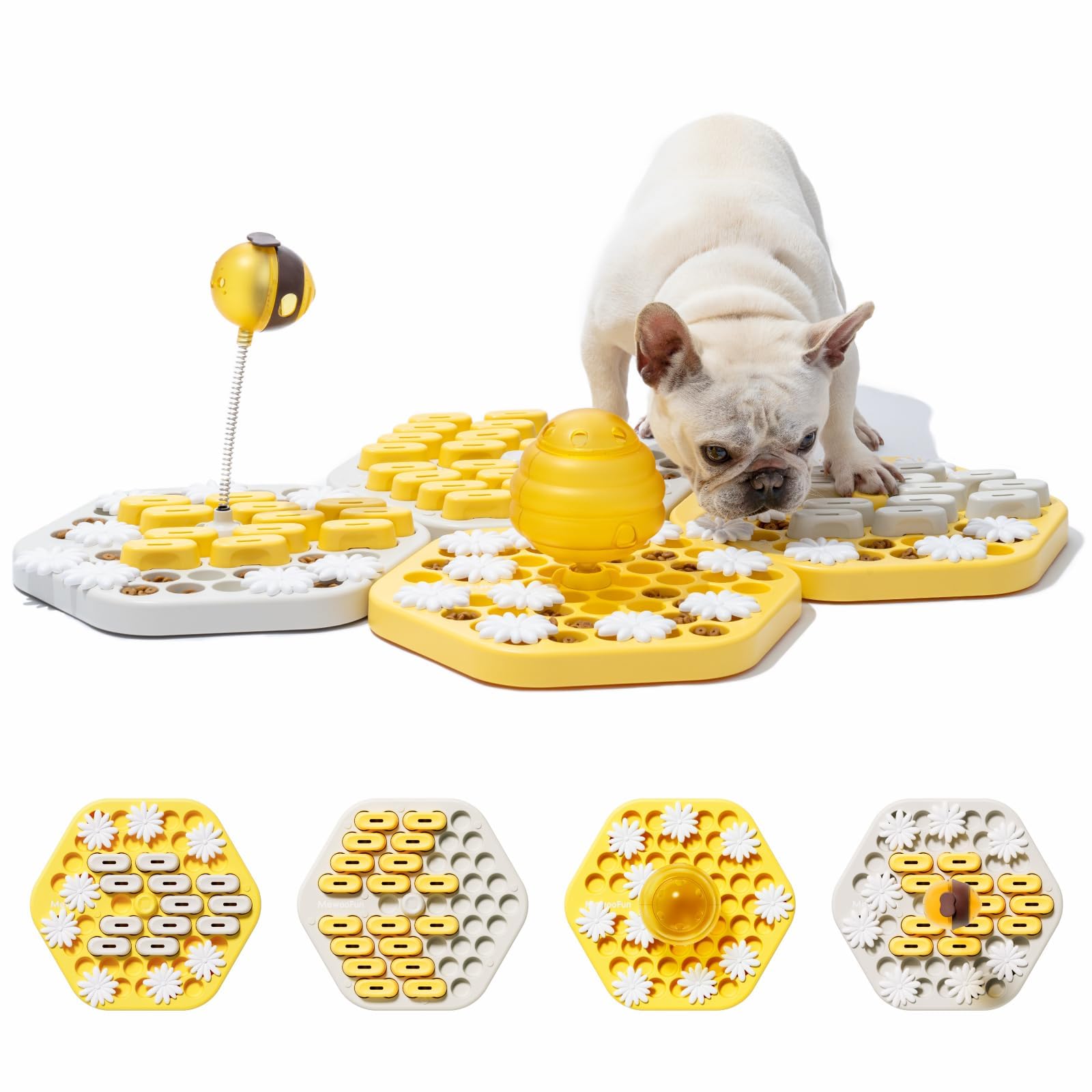 MEWOOFUN Interactive Dog Puzzle Toy for IQ Training - Slow Feeder & Mental Enrichment Game for Small Medium Large Smart Dogs - Treat Dispensing Brain Teaser for Boredom Relief & Anxiety Reduction (Perfect for Crate Training, Mealtime Fun & Indoor Play)