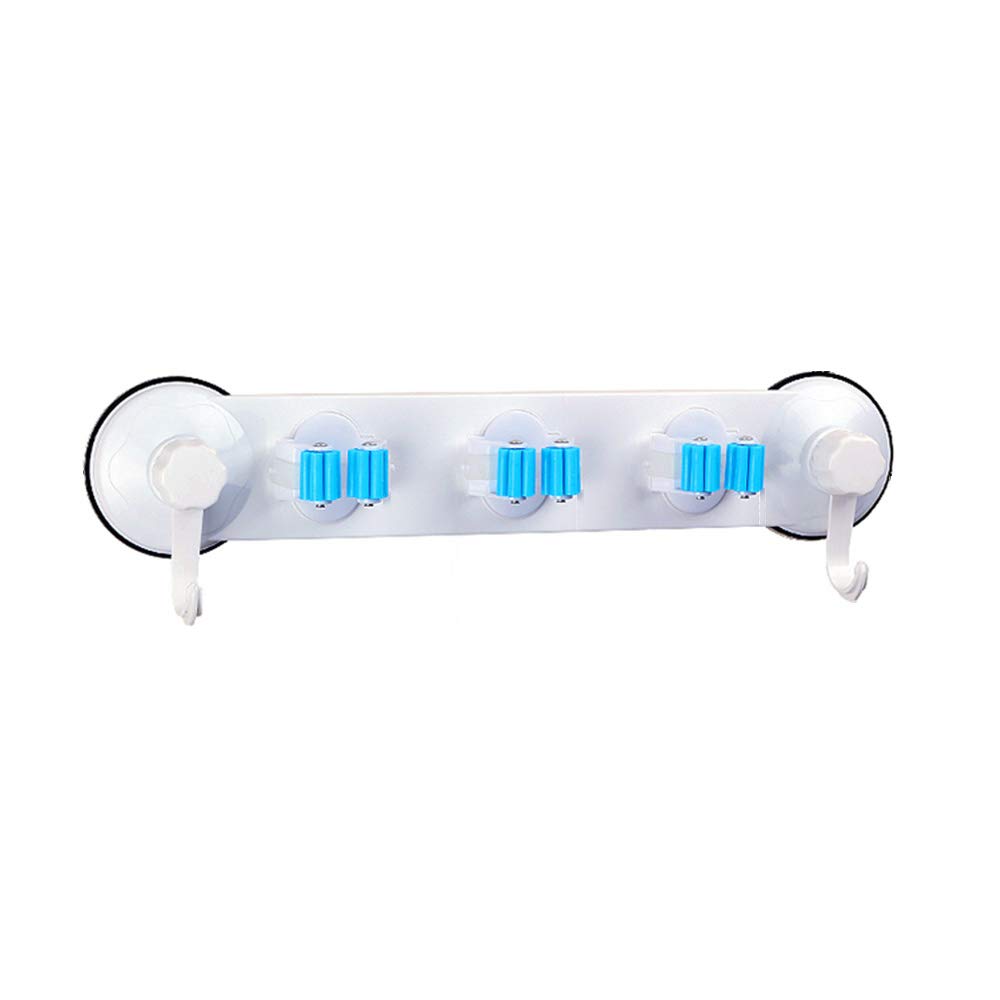 Bathroom Suction Cup Mop Rack Hook - No Drill Wall-Mounted Broom Holder, Space-Saving Mop Hanger Clip for Toilet Cleaning Tools, Easy Installation White Organizer (40x11.5cm) - Perfect for Small Bathrooms, Kitchens and Utility Rooms