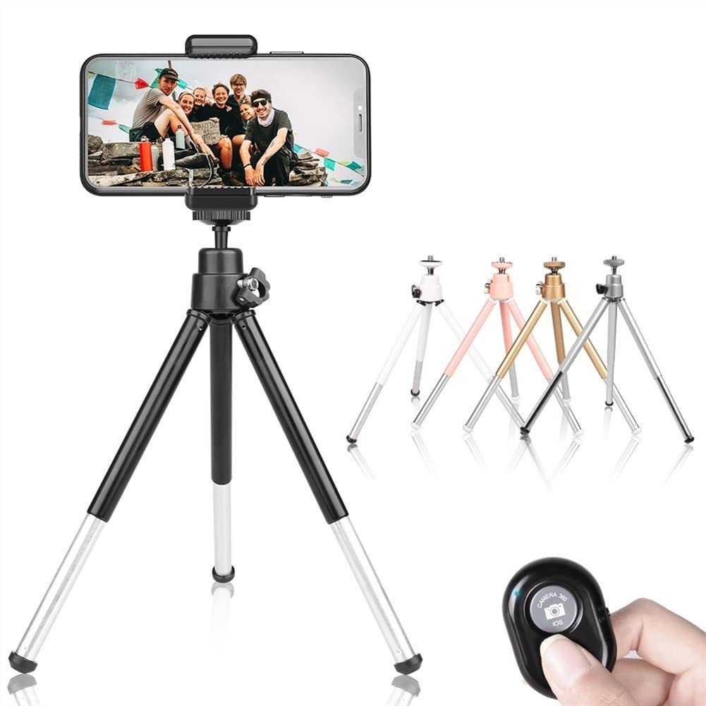 RajoNN Bluetooth Phone Tripod Stand with Remote - Portable Mini Tripod for iPhone, Android, Live Streaming, Vlogging & Photography (Color: SHRU04007) - Perfect for Travel, YouTube Videos & Selfies