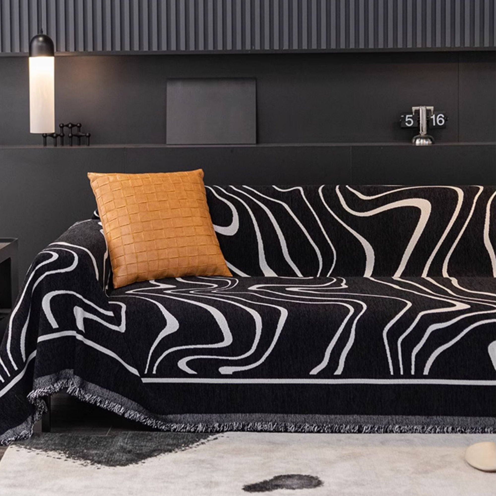 Stylish Monochrome Sofa Cover - Universal Fit for Couches & Sectionals - Perfect for Home Decor & Pet Protection