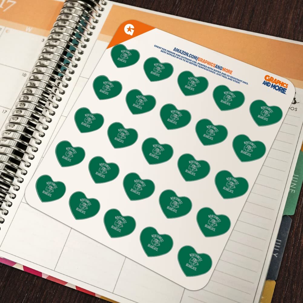 NW Missouri State Bearcats Heart Shaped Planner Stickers - Scrapbook & Calendar Decorative Stickers for DIY Crafting, School Supplies, and Bullet Journaling