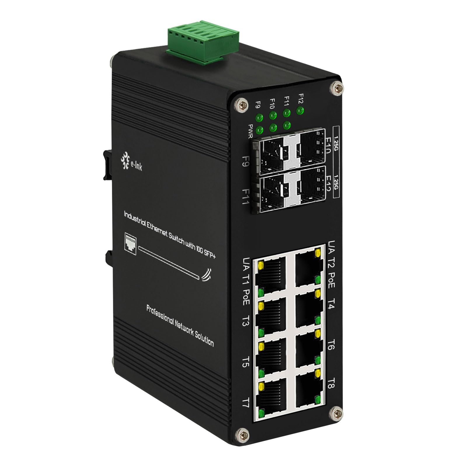 8-Port Industrial Gigabit Managed PoE Switch with 4 SFP Slots | 10/100/1000Mbps Web Management DIN Rail Network Switch | Supports Ring Network, VLAN, STP, LACP, QoS | Ideal for Factory Automation, Security Systems & Outdoor Networking