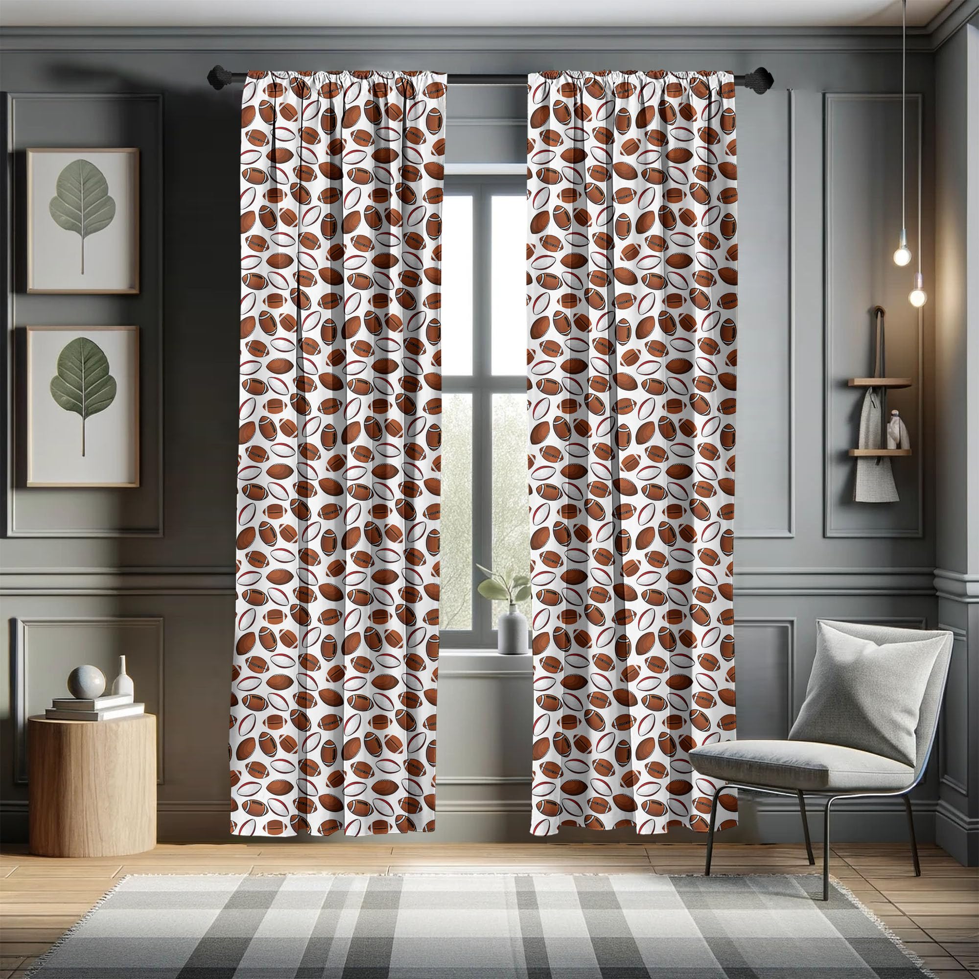 Ambesonne American Football Cartoon Style Curtains - 2 Panel Set, 28