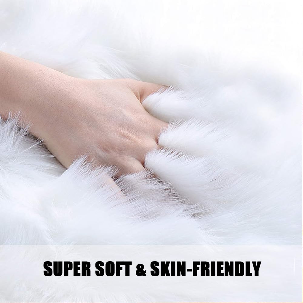 Luxury Faux Fur Sheepskin Heart Shaped Area Rug 12