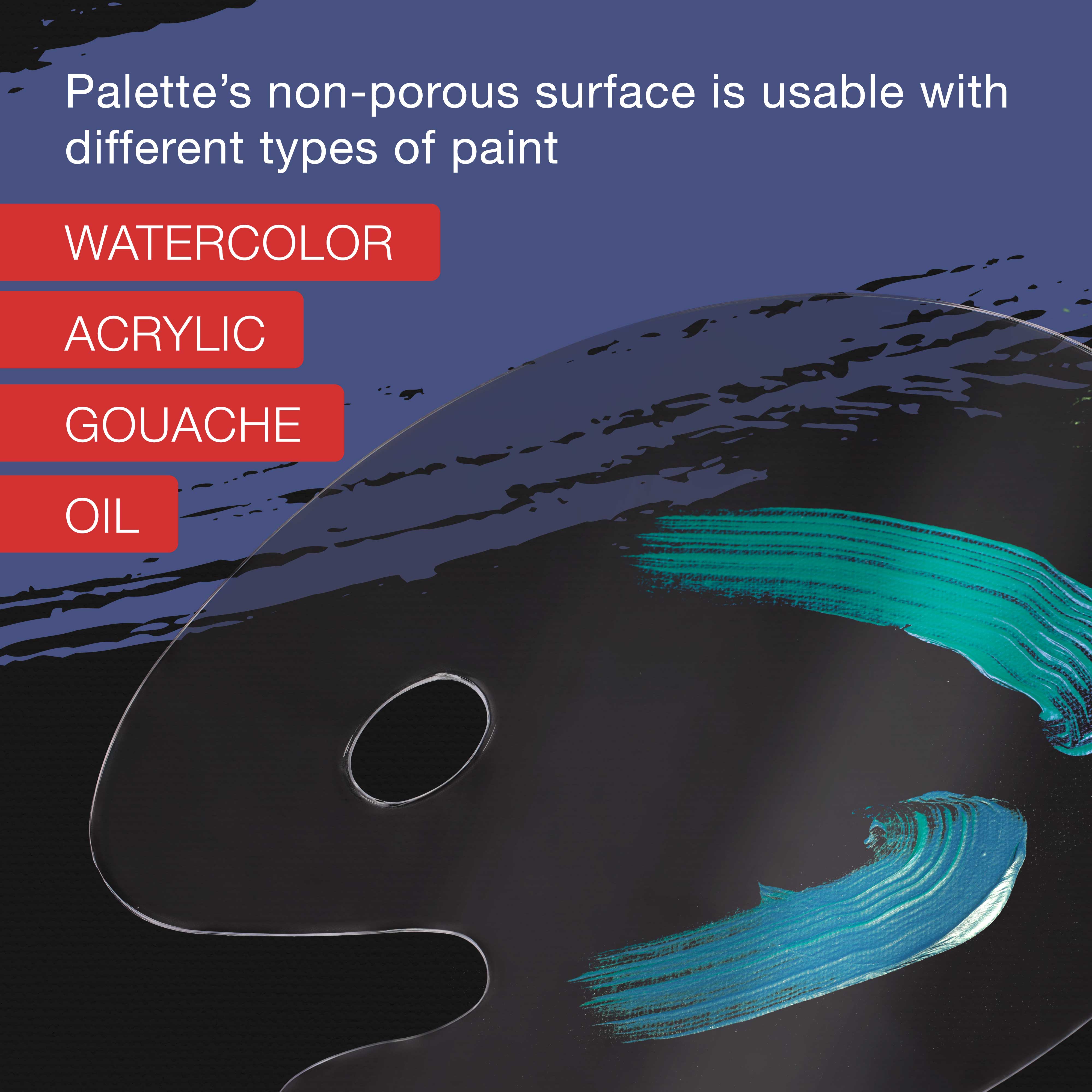 U.S. Art Supply 11.8 x 15.8 Inch Clear Oval Acrylic Painting Palette - Plastic Artist Paint Mixing Tray for Oil, Watercolor & Acrylic Paints - Perfect for Studio, Classroom & Outdoor Art Projects