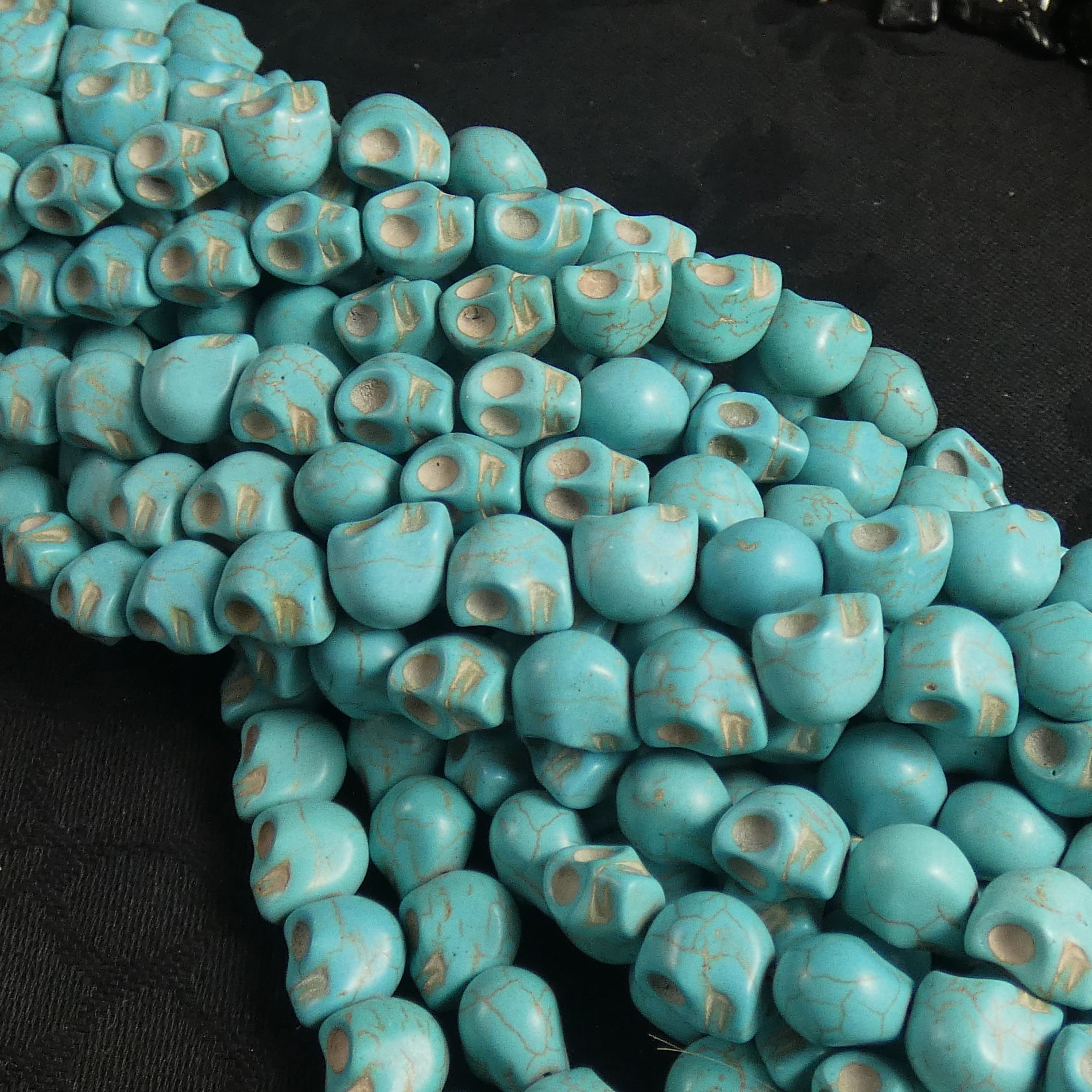 Blue Magnesite Skull Bead Strands - Natural Stone Beads for Jewelry Making, Meditation & Spiritual Healing - Perfect for DIY Bracelets, Necklaces & Home Decor