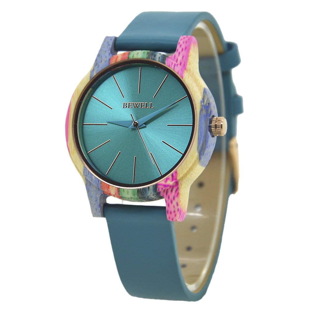 Stylish Women's Wooden Watch with Quartz Movement - Handmade Colorful Wooden Fashion Watch with Detachable Wristband (Blue) | Perfect for Casual Wear, Outdoor Activities & Eco-Friendly Gift Giving