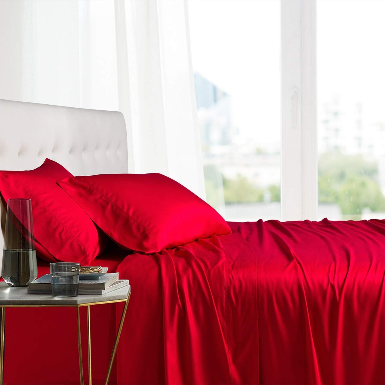 Luxury 100% Pure Cotton King Size Sheet Set - 4 Piece 800 Thread Count Bed Sheets with 14