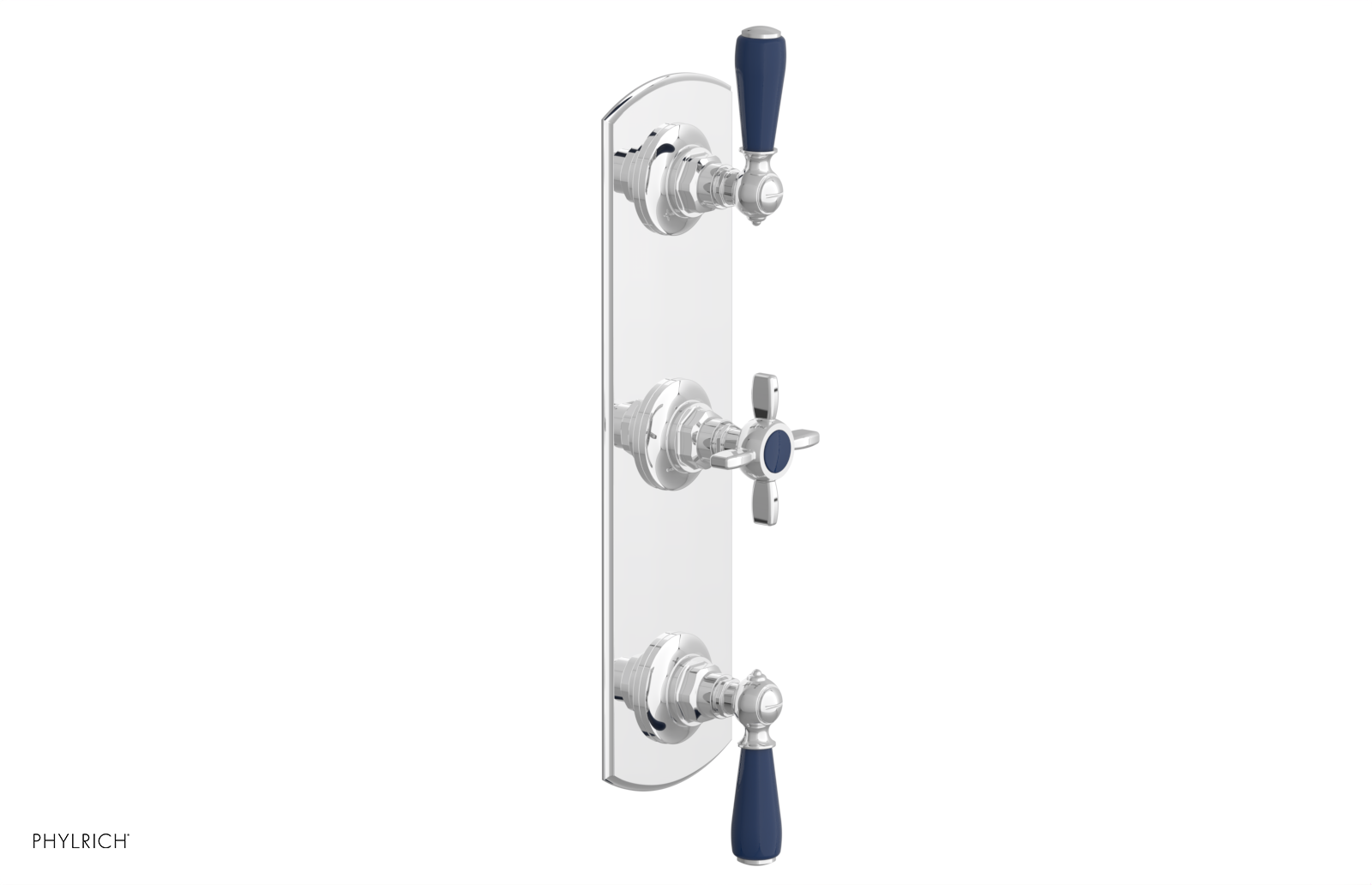 Jamestown Thermostatic Shower Valve with Dual Volume Control - Navy Blue Accents (Model 4-740) for Modern Bathroom & Spa Experience
