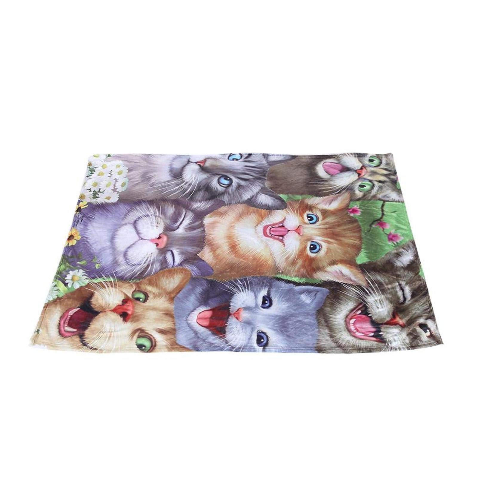EVTSCAN Soft Dog Bed Mat - Warm Pet Crate Pad with Lovely Cat Pattern, Air Conditioning Blanket for Puppies & Small Animals (47