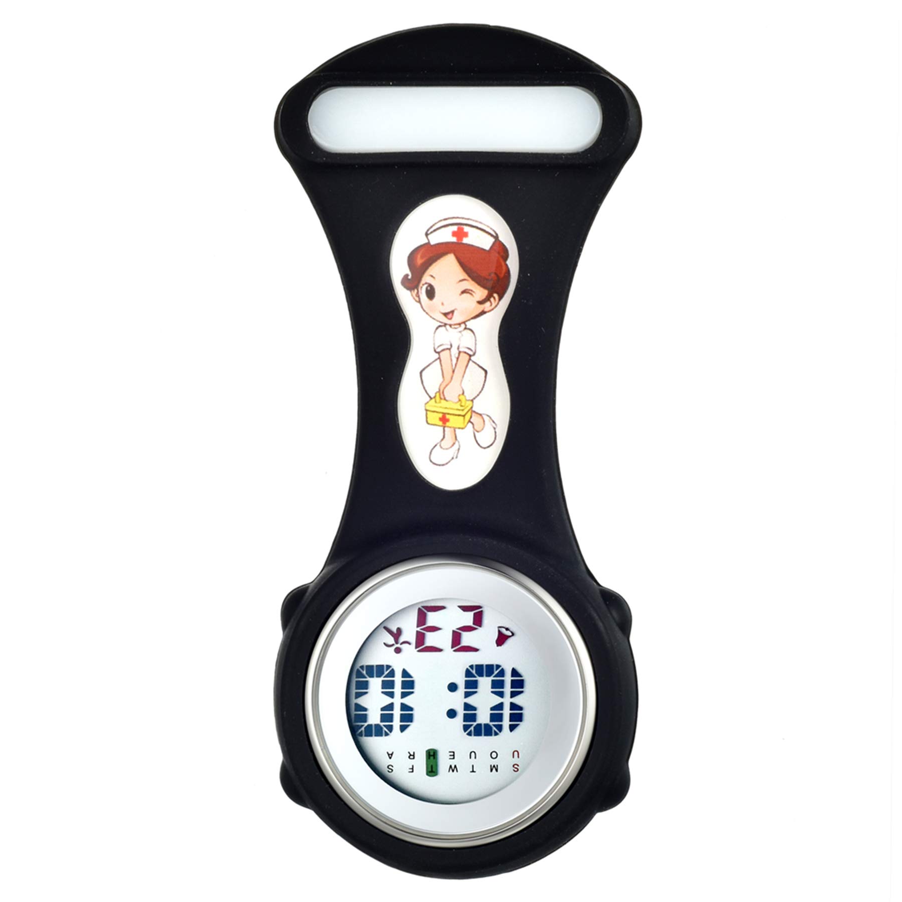 Avaner Digital Nurse Watch - Waterproof Silicone Fob Watch with Pin-on Brooch & Detachable Case - Perfect for Nurses, Doctors, and Healthcare Professionals (Ideal for Hospitals, Clinics, and Medical Shifts)