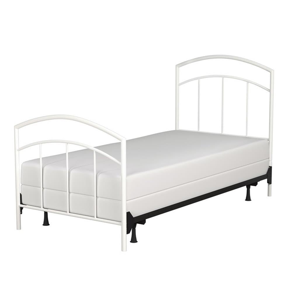 Rosebery Kids Modern Metal Twin Bed Frame - White Textured Finish | Sturdy & Safe for Children's Bedroom, Guest Room or Dormitory