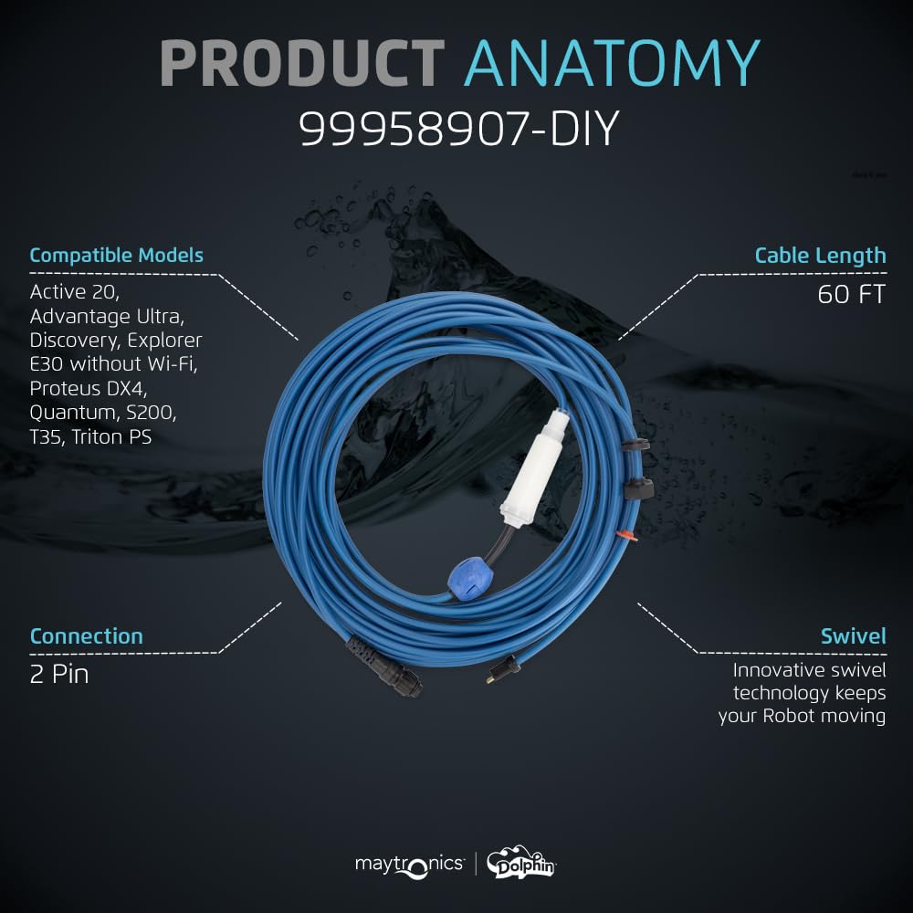 99958907 DIY Blue Swivel Cable - 360° Rotating USB Charging Cord for Phones, Tablets & Laptops - Perfect for Home, Office & Travel Use