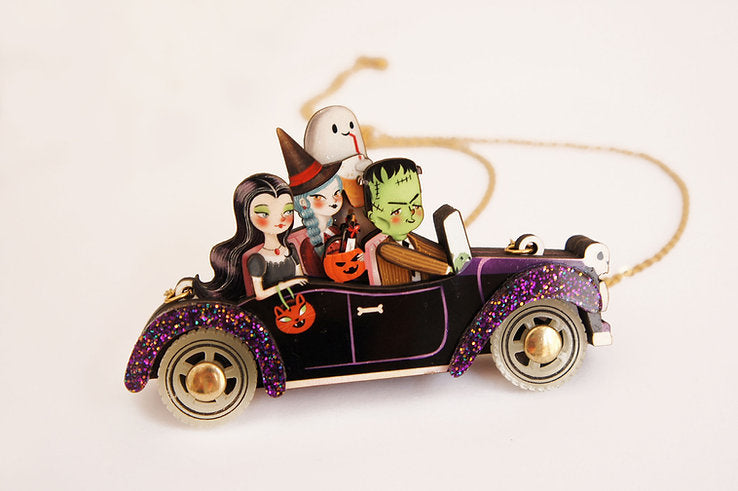 Laliblue Frankenstein Car Necklace - Unique Gothic Jewelry for Halloween, Cosplay & Car Enthusiasts - Perfect Gift for Horror Fans & Collectors
