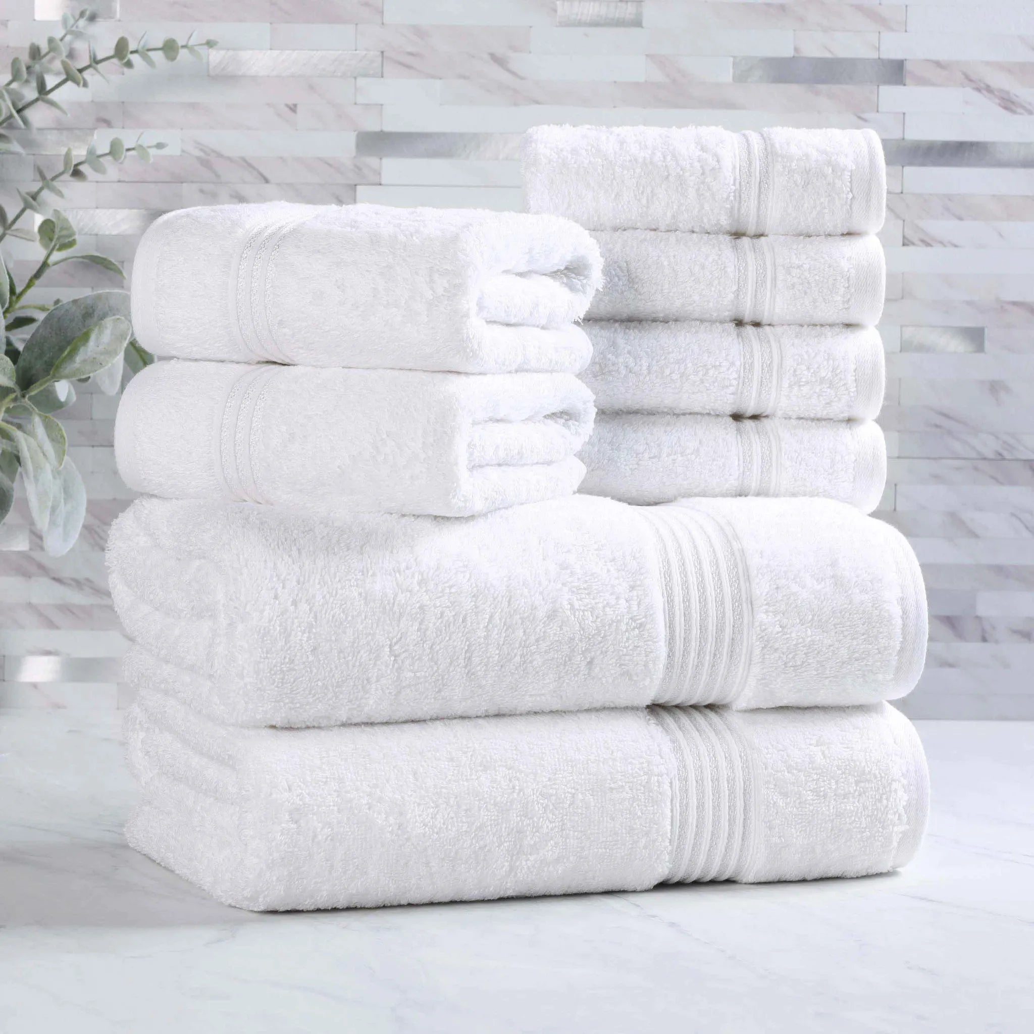 Premium Heritage Egyptian Cotton Plush Heavyweight 8-Piece Bath Towel Set - Ultra Soft & Absorbent for Spa, Luxury Hotel & Home Bathroom Use